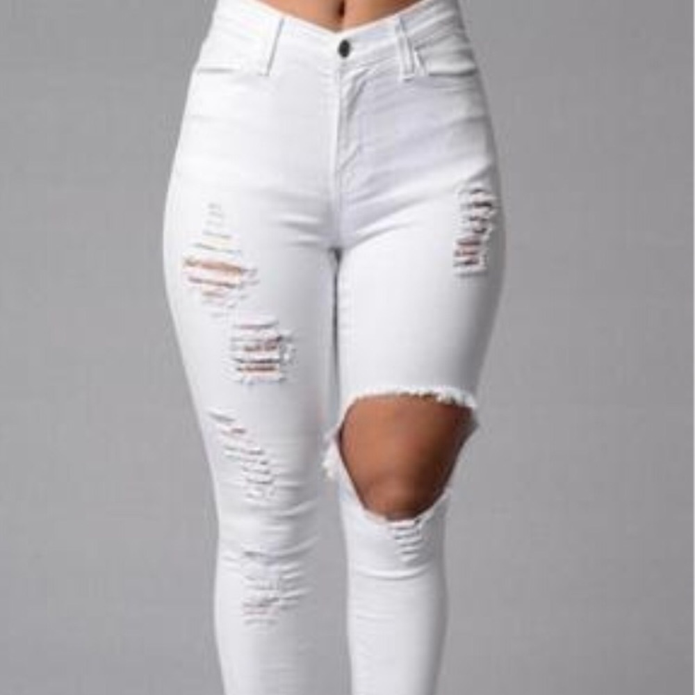 White ripped jeans